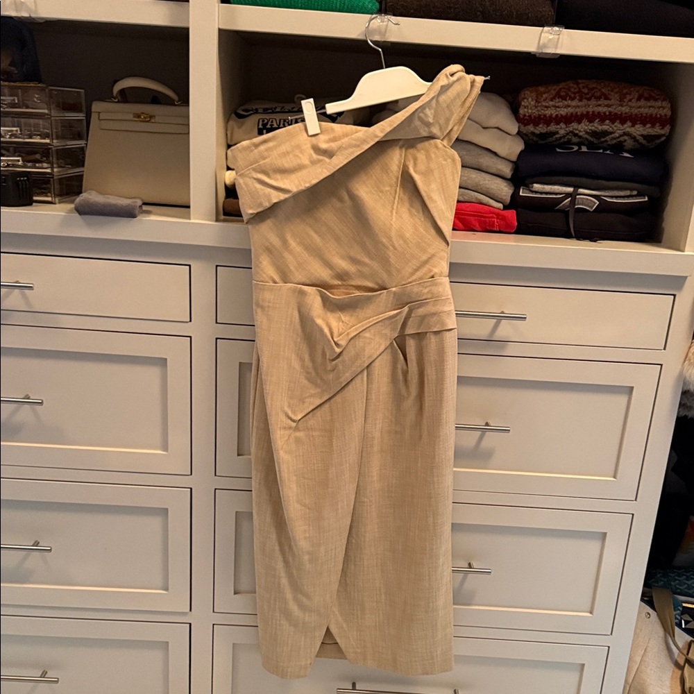 Zara One-Shoulder Beige Dress